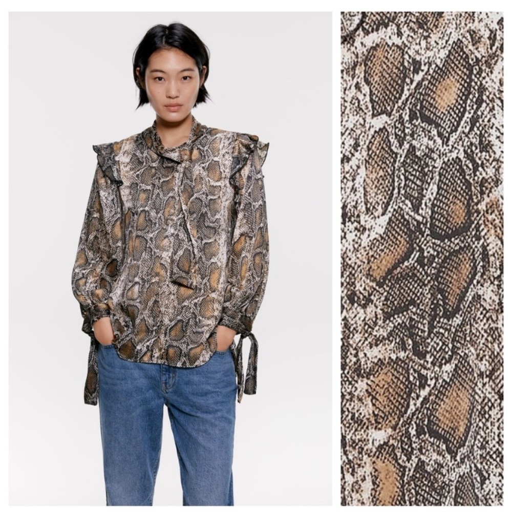 Zara Snakeskin Printed Blouse. Size S